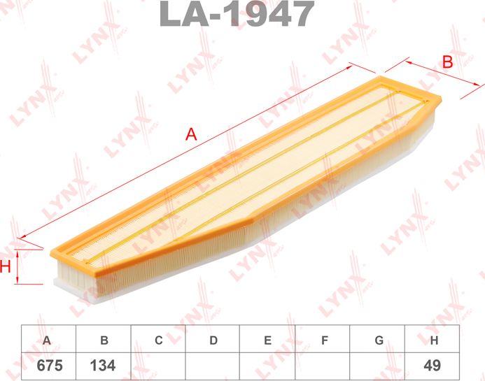 Воздушный фильтр LYNXauto. Артикул LA-1947