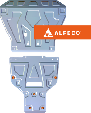 Защита алюминиевая Alfeco для картера, КПП и РК Audi Q8 2018-2025. Артикул ALF.30.41al