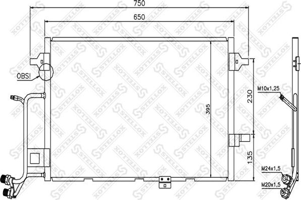 Радиатор кондиционера (конденсатор) Stellox. Артикул 10-45204-SX