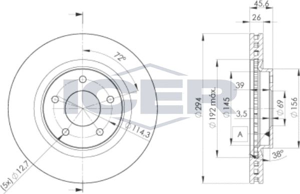 Тормозной диск Icer передний для Dodge Caliber I 2006-2013. Артикул 78BD4644-2