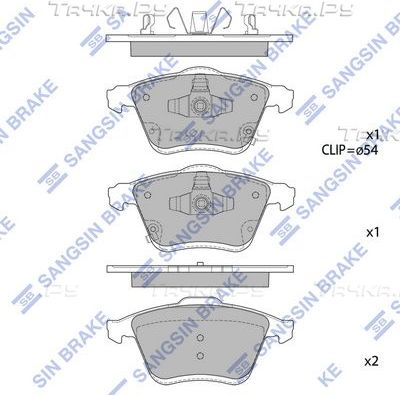 Тормозные колодки Sangsin Hi-Q передние для Mazda 6 I (GG) 2002-2008. Артикул SP1768
