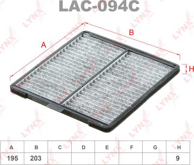 Салонный фильтр LYNXauto. Артикул LAC-094C