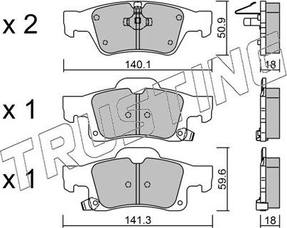 Тормозные колодки Trusting задние для Jeep Grand Cherokee IV (WK2) 2010-2026. Артикул 943.0