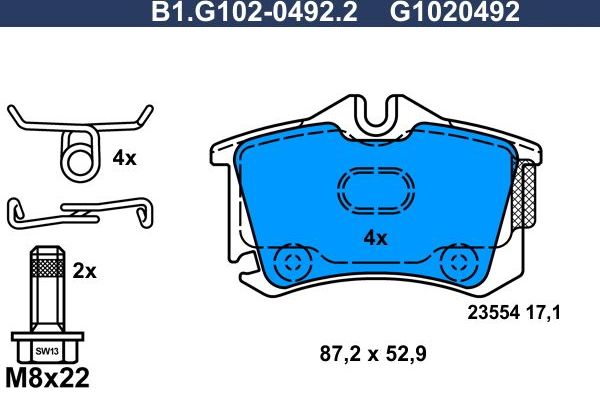 Тормозные колодки Galfer. Артикул B1.G102-0492.2