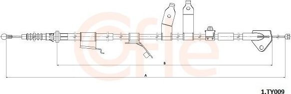 Трос ручника (тросик ручного тормоза) Cofle. Артикул 92.1.TY009
