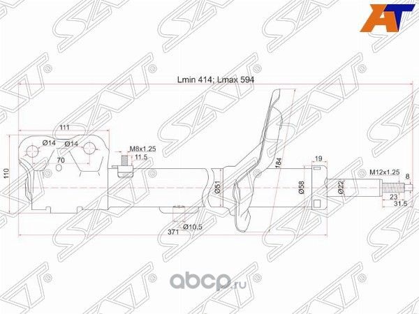 Стойка передняя MITSUBISHI LANCER X 07-  RH (SAT). Артикул ST4060A242