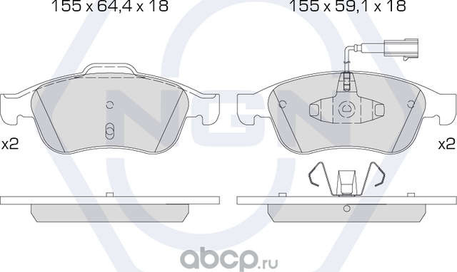 Колодки тормозные керамические, передние (NGN). Артикул 3502112