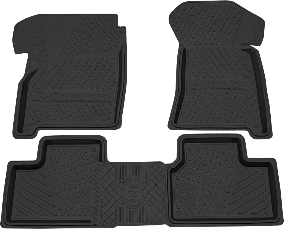 Коврики Rezkon резиновые (стандарт) для салона Lada Priora 2007-2018. Артикул 1039025300