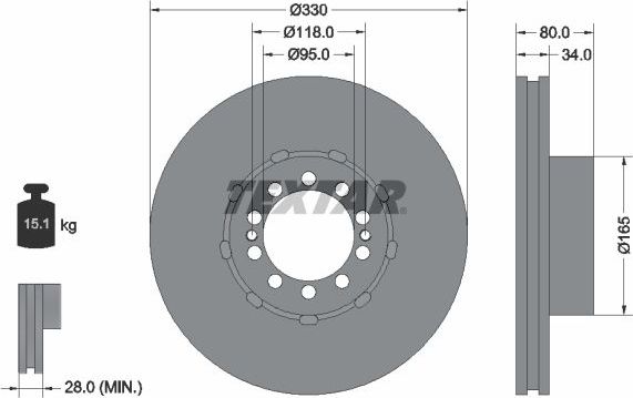 Тормозной диск Textar передний для Renault Midlum 2000-2013. Артикул 93192600