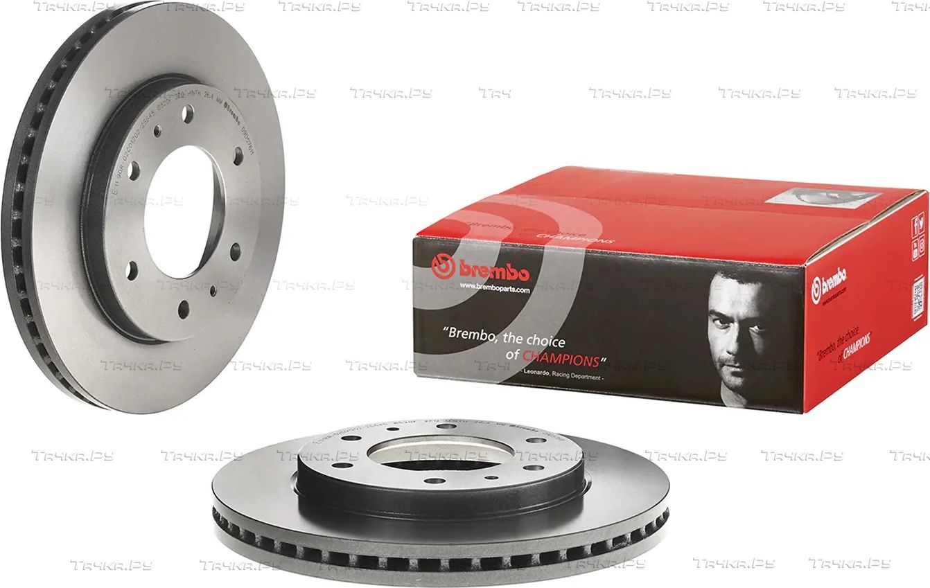 Тормозной диск Brembo PRIME LINE - UV Coated передний для Mitsubishi L200 IV 2005-2015. Артикул 09.D576.11