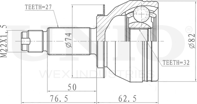 ШРУС наружный (Unio). Артикул CVJ-20011