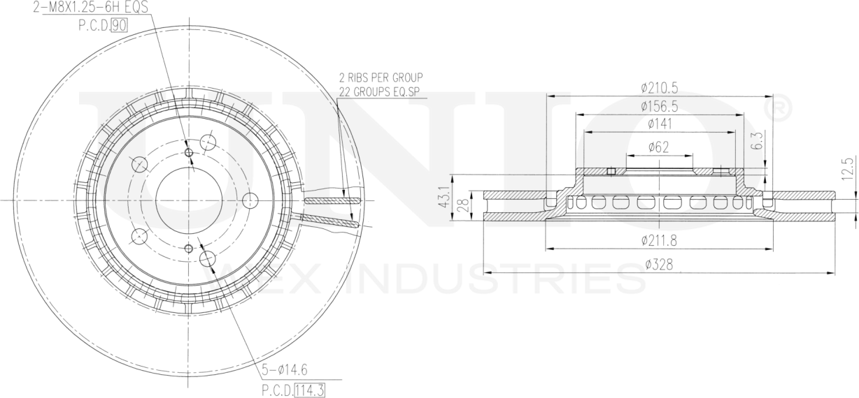 Диск тормозной (Unio). Артикул BRD-20095