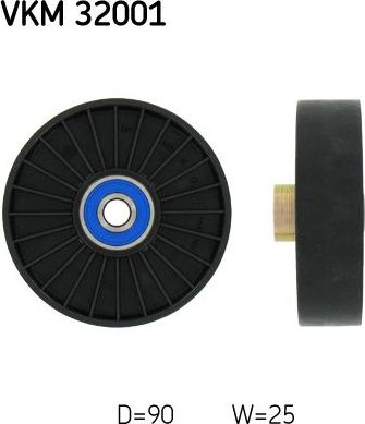Направляющий (ведущий) ролик приводного поликлинового ремня SKF для Fiat Bravo I 1995-2001. Артикул VKM 32001
