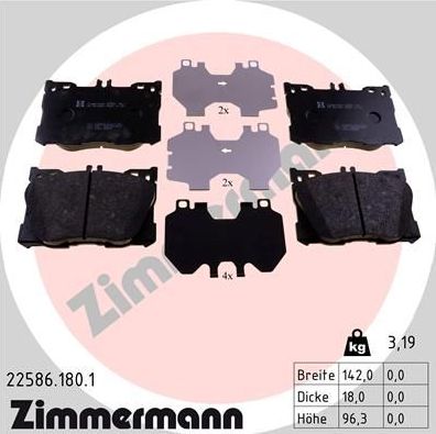 Тормозные колодки Zimmermann. Артикул 22586.180.1