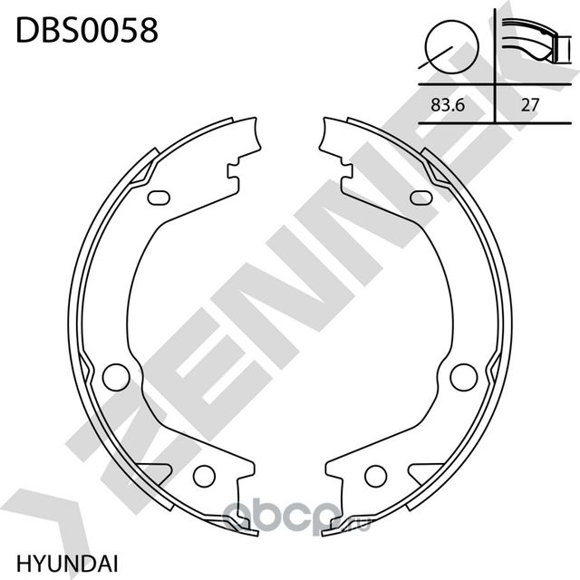 Колодки тормозные барабанные MATRIX 01-10, SONATA 04-14, TUCSON 04-09 (Zennek). Артикул DBS0058