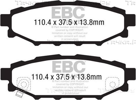 Тормозные колодки EBC Brakes задние для Subaru Legacy IV 2003-2012. Артикул DP1584