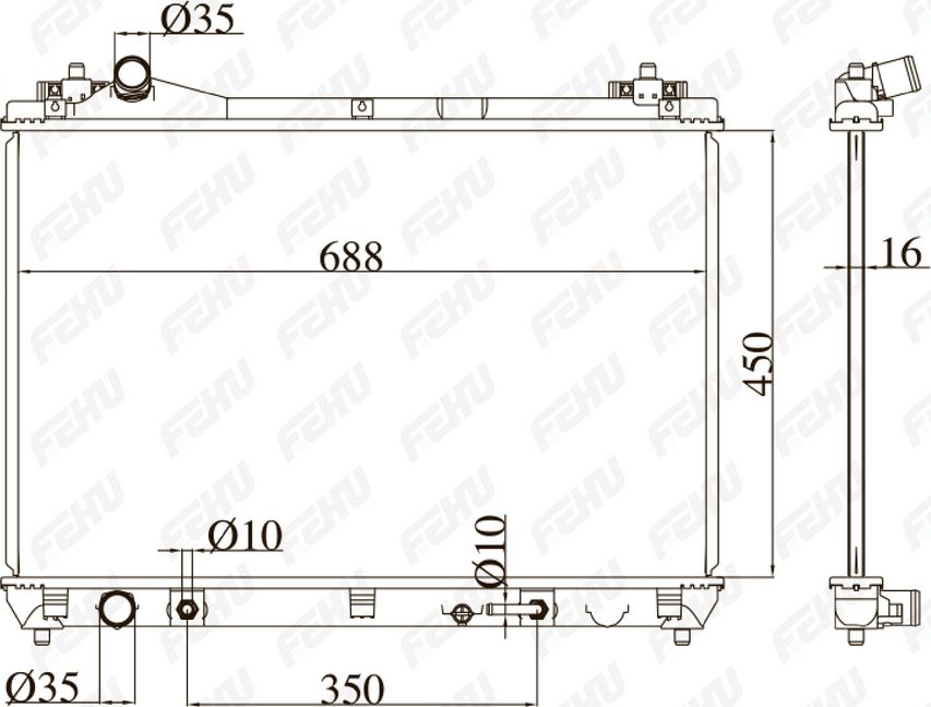 Радиатор охлаждения для Suzuki Grand Vitara (05-) 2.0i/2.4i AT (Fehu). Артикул frc1239