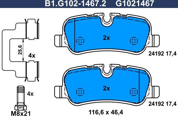 Тормозные колодки Galfer. Артикул B1.G102-1467.2