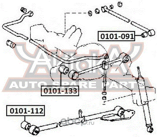 Сайлентблок заднего рычага подвески Asva правый/левый для Toyota Lite Ace IV 1992-1995. Артикул 0101-112