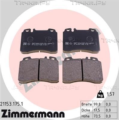 Тормозные колодки Zimmermann. Артикул 21153.175.1