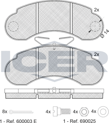 Тормозные колодки Icer. Артикул 140893