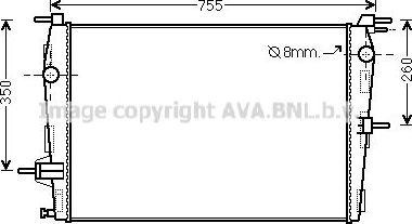 Радиатор охлаждения двигателя AVA для Renault Grand Scenic III 2009-2015. Артикул RT2458