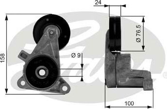 Натяжной ролик (натяжитель) приводного клинового зубчатого ремня Gates DriveAlign®. Артикул T38437