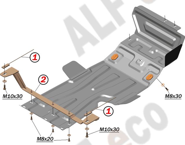Защита алюминиевая Alfeco для картера и КПП ВАЗ 21214, 4х4 Urban 2008-2026. Артикул ALF.28.25 AL4