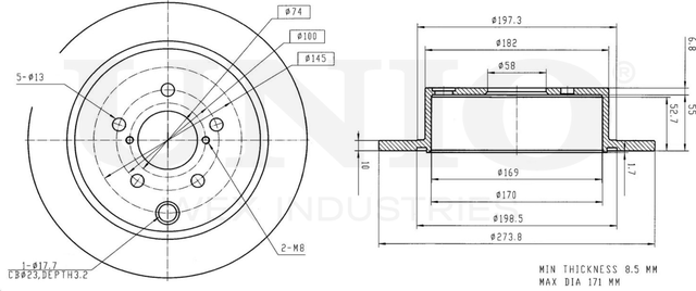 Диск тормозной (Unio). Артикул BRD-20140