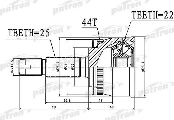 Шрус наружный (граната) Patron. Артикул PCV1111