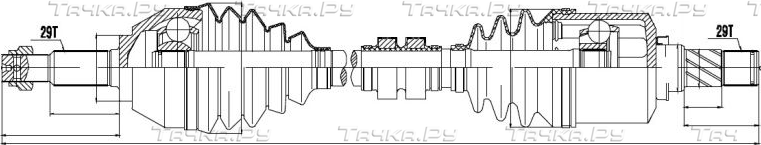 Полуось (привод в сборе, приводной вал) NTY левая для Nissan Qashqai I 2007-2013. Артикул NPW-NS-042