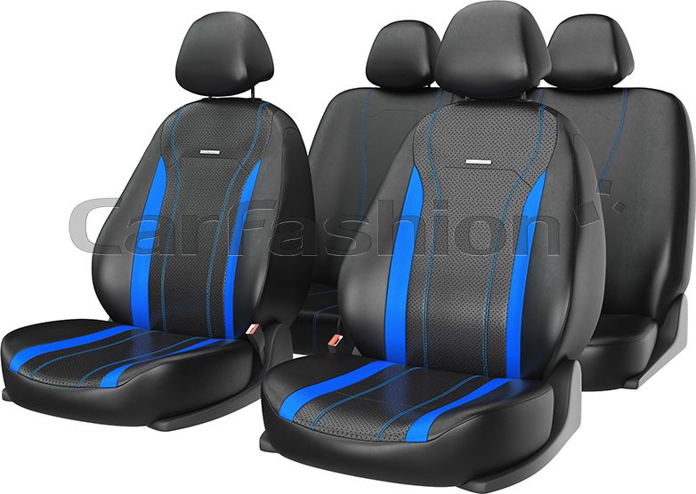 Чехлы универсальные CarFashion Tiltan на сидения авто, цвет Синий/Черный/Синий. Артикул 11151