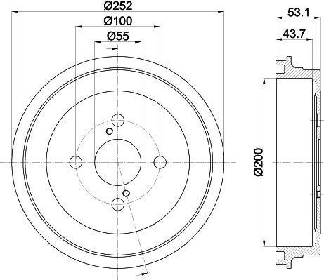 Тормозной барабан Trialli задний для Toyota Yaris II 2005-2013. Артикул TF 051342