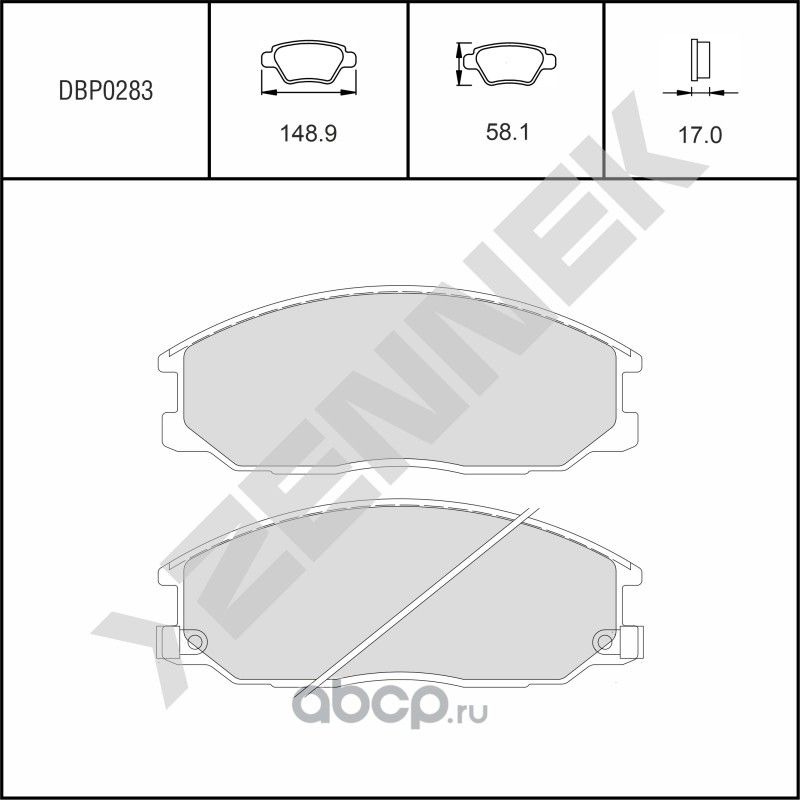 Колодки тормозные дисковые передние HYUNDAI SANTA FE 01-06 H-1 00 (Zennek). Артикул DBP0283