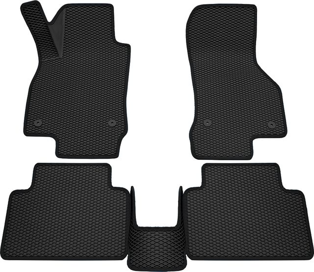 Коврики Rezkon 3D EVA ромб резиновые для салона Skoda Octavia A7 2013-2020 Черный кант. Артикул 9230010201
