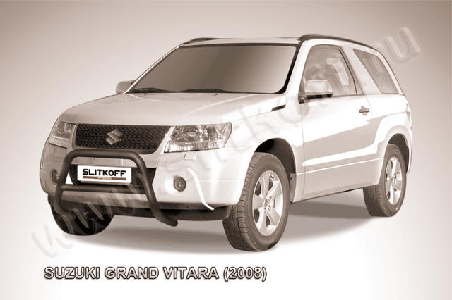 Кенгурятник Slitkoff d57 низкий ЧЕРНЫЙ матовый для Suzuki Grand Vitara III 3-дв. 2008-2012. Артикул SGV3D08006B
