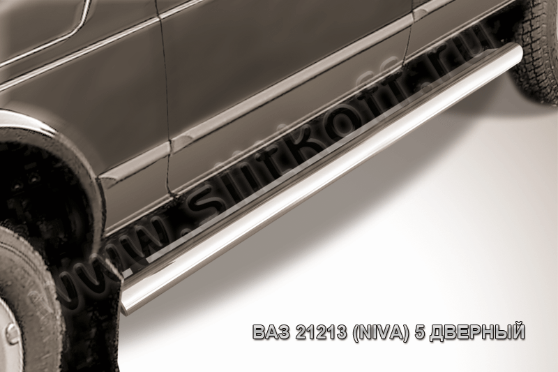 Пороги Slitkoff d76 труба для ВАЗ 21213 Нива, 4х4 5 дв. 1976-2026. Артикул Nivd006