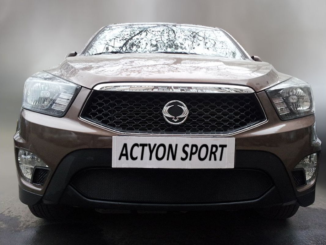 Защита радиатора Стрелка11 для SsangYong Actyon Sports I 2012-2016 черный. Артикул SYAS.black