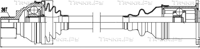 Полуось (привод в сборе, приводной вал) NTY передняя левая для Volkswagen Passat CC I 2008-2012. Артикул NPW-VW-039