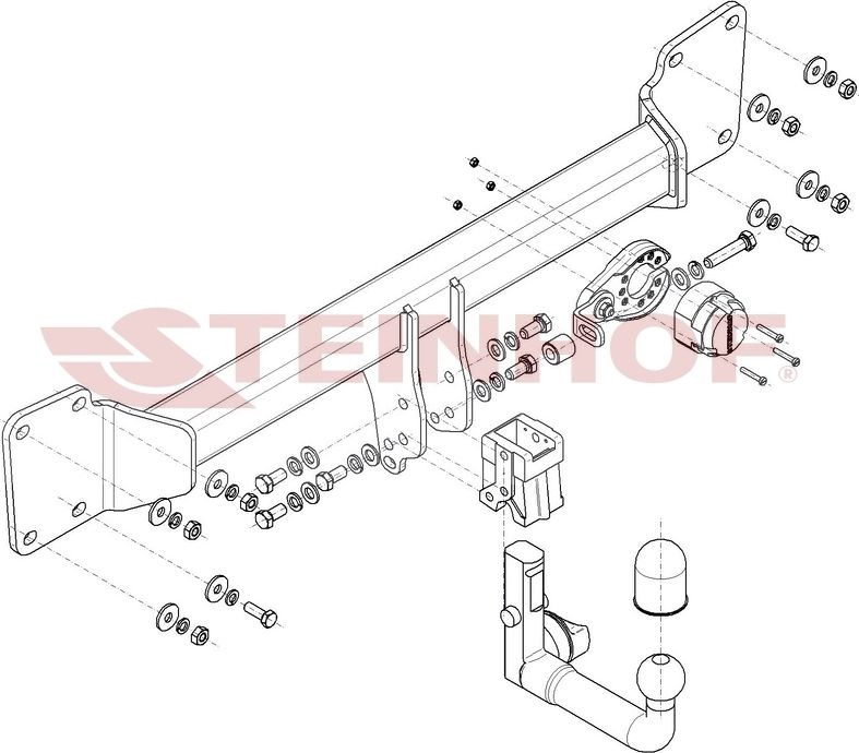 Фаркоп Steinhof для Volvo V90 Cross Country 2016-2026. Быстросъемный крюк. Артикул V-319