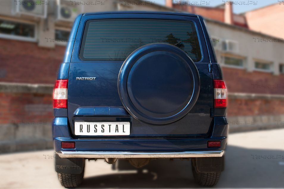 Защита RusStal заднего бампера d63 (дуга) для УАЗ Patriot 2014-2026. Артикул UPZ-002070