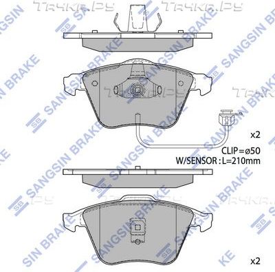 Тормозные колодки Sangsin Hi-Q передние для Audi A6 II (C5) 1997-2005. Артикул SP1705