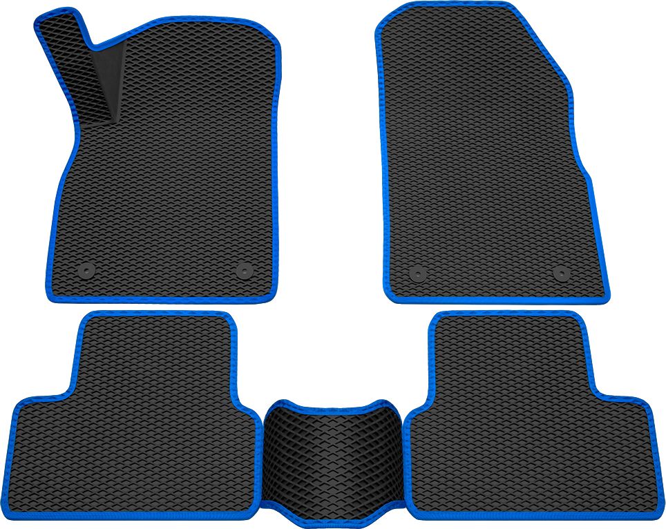 Коврики Rezkon 3D EVA ромб резиновые для салона Opel Astra J 2009-2016 Синий кант. Артикул 9226010103