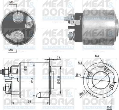 Втягивающее реле стартера Meat & Doria для Renault Modus I 2004-2012. Артикул 46160