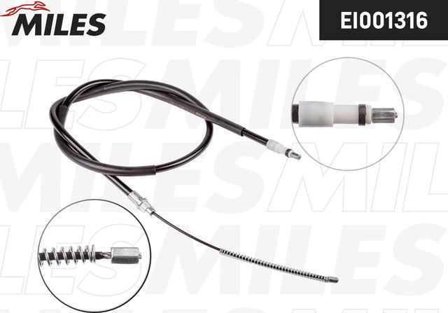 Трос ручника (тросик ручного тормоза) Miles задний правый для Peugeot 205 1983-1998. Артикул EI001316