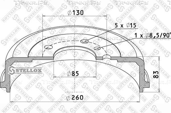 Тормозной барабан Stellox. Артикул 85-00157-SX