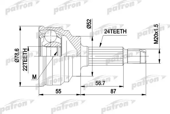 Шрус наружный (граната) Patron для Mazda 323 II (BD) 1980-1986. Артикул PCV1024