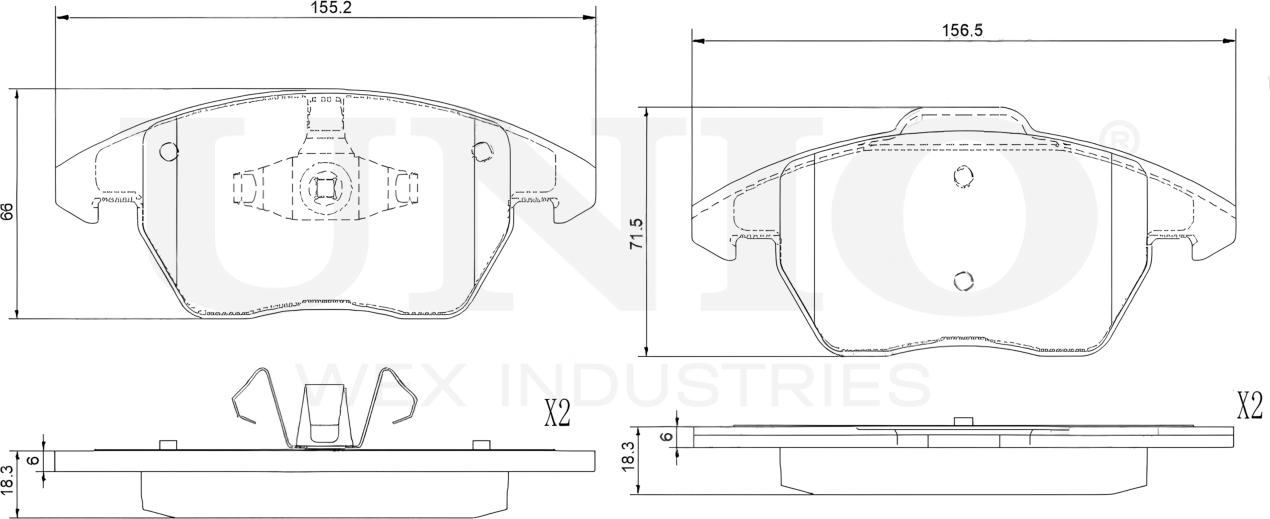 Колодки тормозные дисковые, комплект (Unio). Артикул BRP-20163