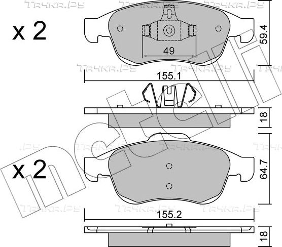 Тормозные колодки Metelli передние для Renault Duster I 2011-2020. Артикул 22-0817-0