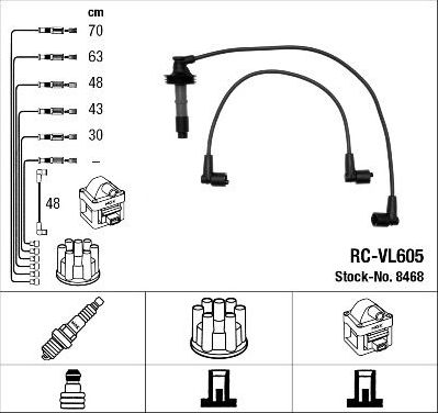 Высоковольтные провода (провода зажигания) (комплект) NGK для Volvo 850 1991-1996. Артикул 8468